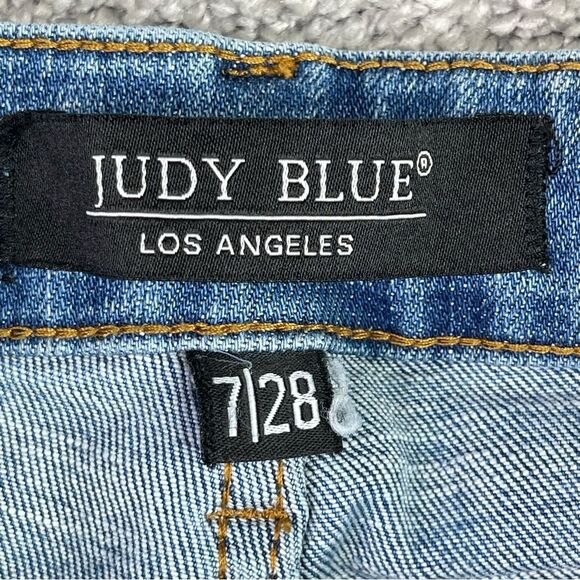 Judy Blue Jeans Women's 7/28 Blue Skinny High Rise Dark Denim Distressed - Picture 5 of 12